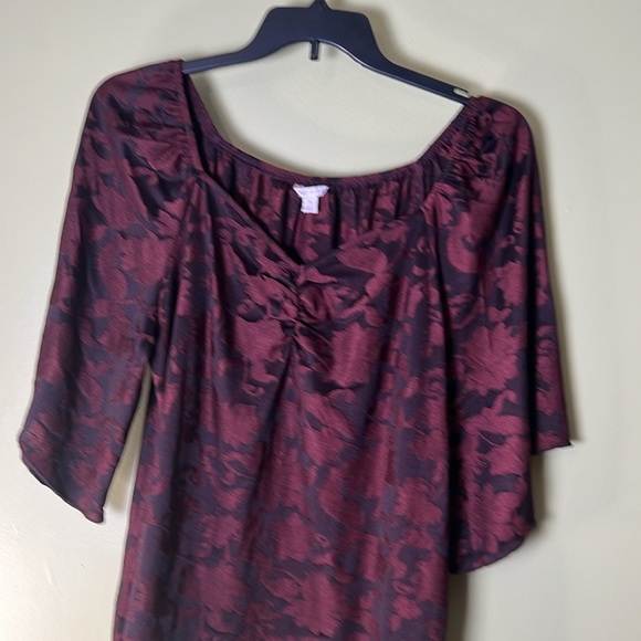 Cato Burgundy Floral Blouse size XL - Picture 2 of 5